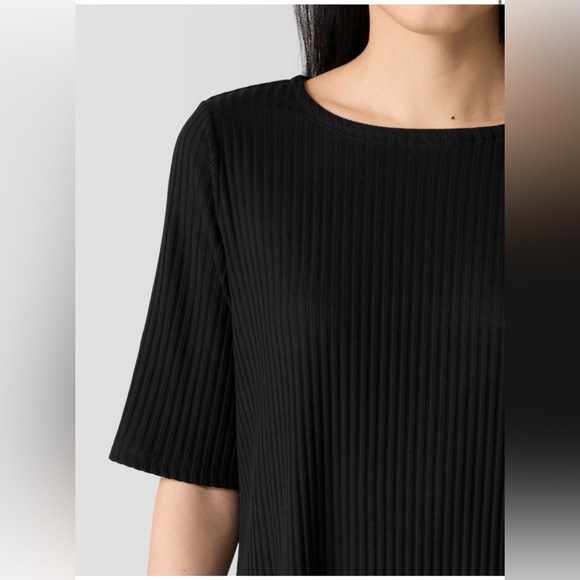 Eileen Fisher Textured Stretch Rib round Neck Top petite small NWT - Picture 3 of 6